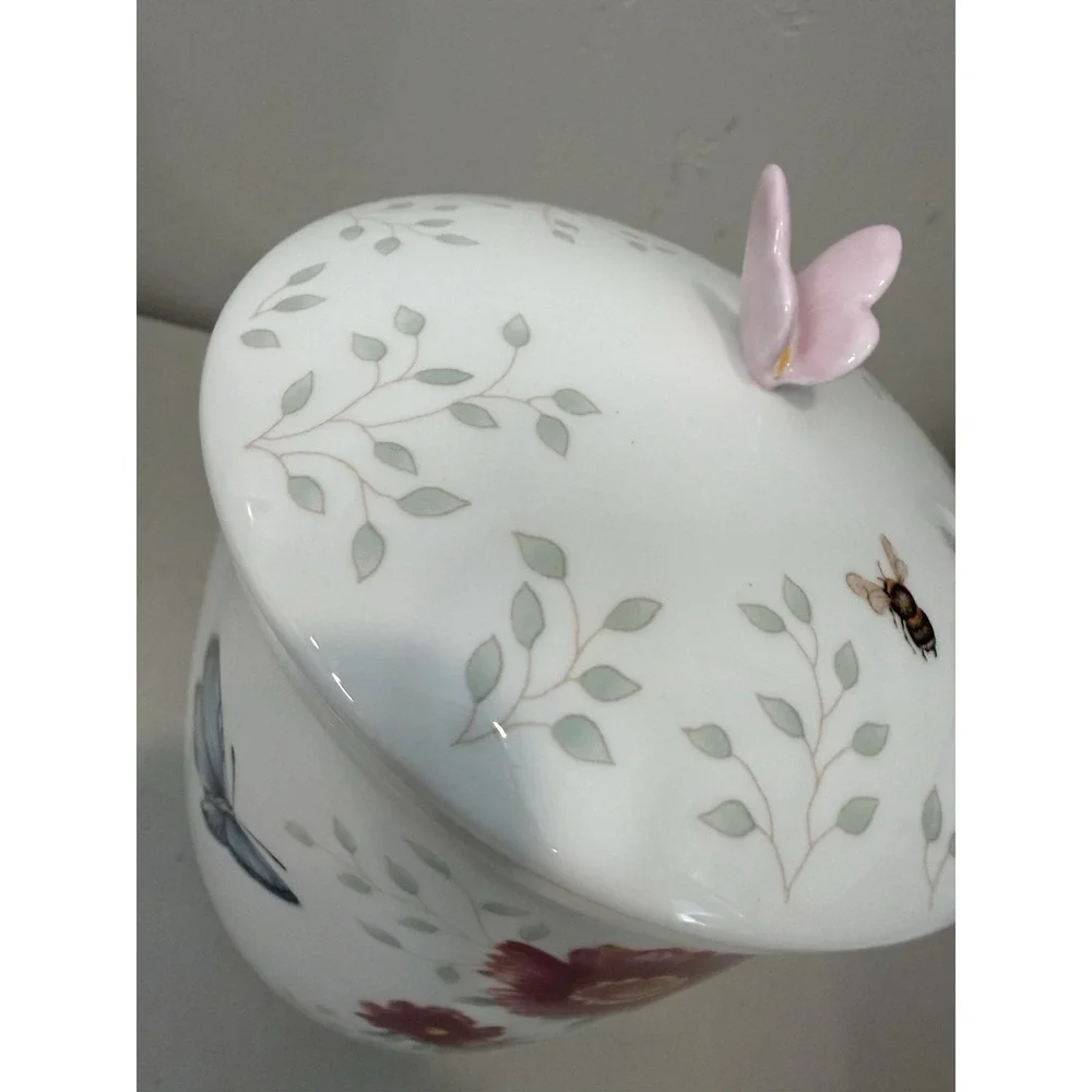 Lenox Porcelain Butterfly Meadow Large Canister with Lid 9